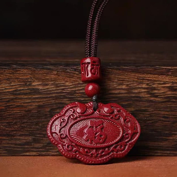 Buddha Stones Glückskette mit Cinnabar-„Fu“-Zeichen und Ruyi-Schloss-Knoten - image 7