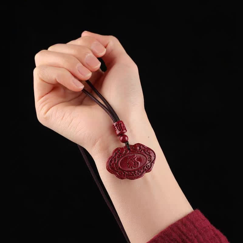 Buddha Stones Glückskette mit Cinnabar-„Fu“-Zeichen und Ruyi-Schloss-Knoten - image 4