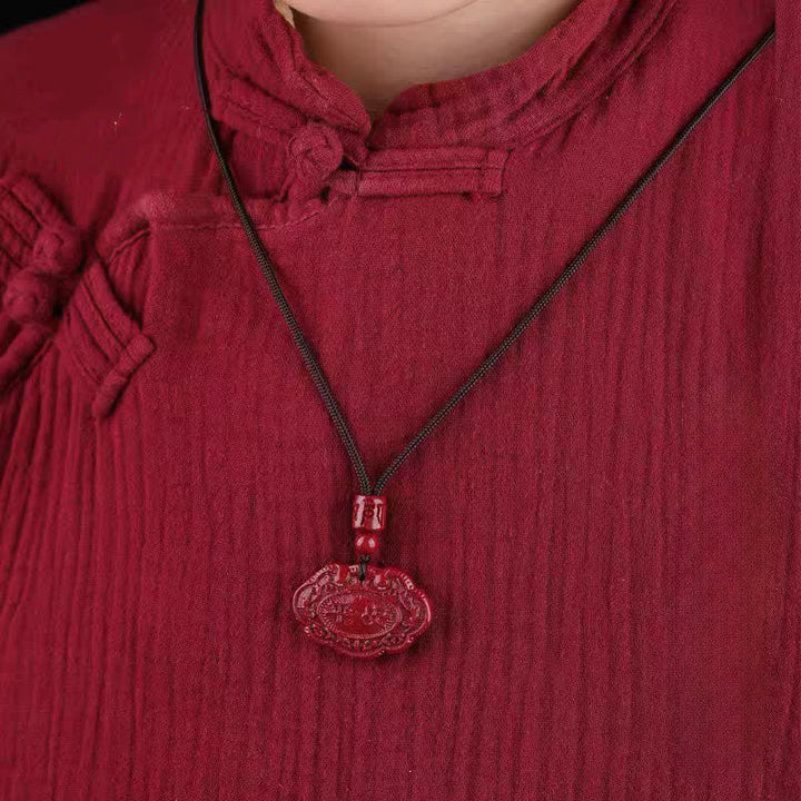Buddha Stones Glückskette mit Cinnabar-„Fu“-Zeichen und Ruyi-Schloss-Knoten - image 11