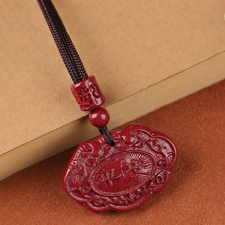 Buddha Stones Glückskette mit Cinnabar-„Fu“-Zeichen und Ruyi-Schloss-Knoten - image 9