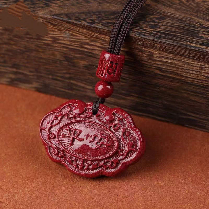 Buddha Stones Glückskette mit Cinnabar-„Fu“-Zeichen und Ruyi-Schloss-Knoten - image 8