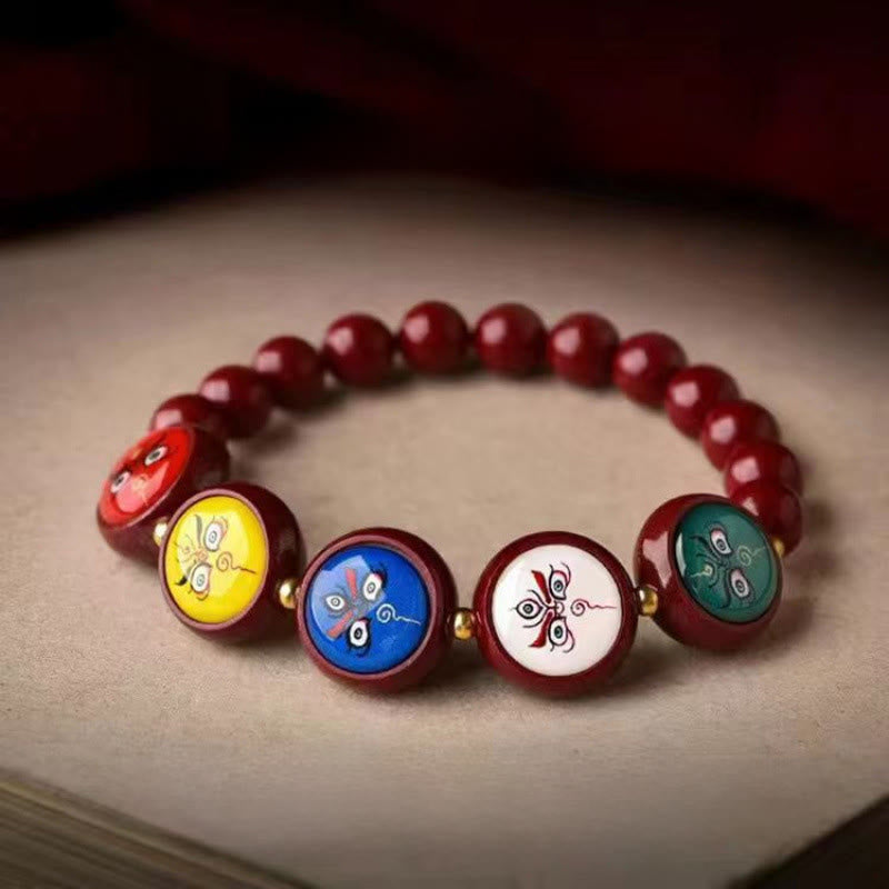 Buddha Stones Natürliches Zinnoberarmband – Segen der Götter des Reichtums und der fünf Himmelsrichtungen - 8 mm Fünf Himmelsrichtungen Götter des Reichtums (Handgelenkumfang 15-16 cm) - Zinnober - image 15
