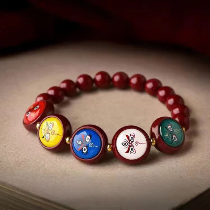 Buddha Stones Natürliches Zinnoberarmband – Segen der Götter des Reichtums und der fünf Himmelsrichtungen - 8 mm Fünf Himmelsrichtungen Götter des Reichtums (Handgelenkumfang 15-16 cm) - Zinnober - image 15