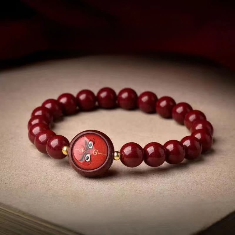 Buddha Stones Natürliches Zinnoberarmband – Segen der Götter des Reichtums und der fünf Himmelsrichtungen - 8 mm rotes Jambhala (Handgelenkumfang 15-16 cm) - Zinnober - image 11