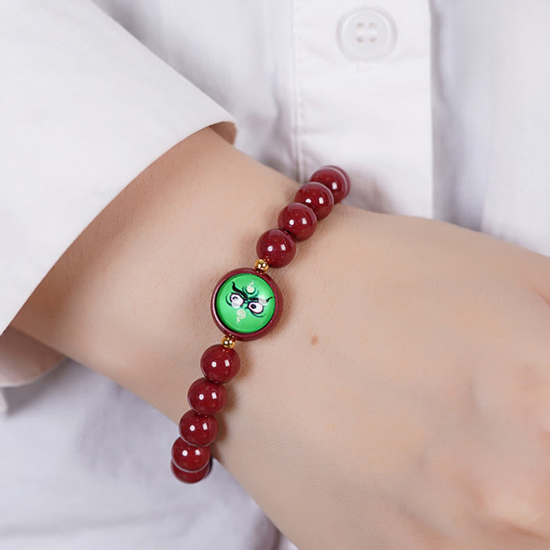 Buddha Stones Natürliches Zinnoberarmband – Segen der Götter des Reichtums und der fünf Himmelsrichtungen - image 6