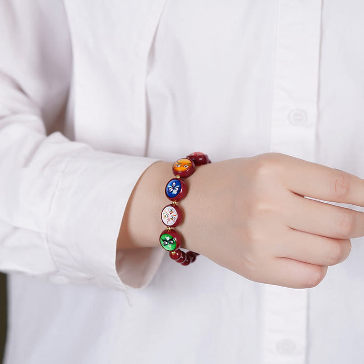 Buddha Stones Natürliches Zinnoberarmband – Segen der Götter des Reichtums und der fünf Himmelsrichtungen - image 18