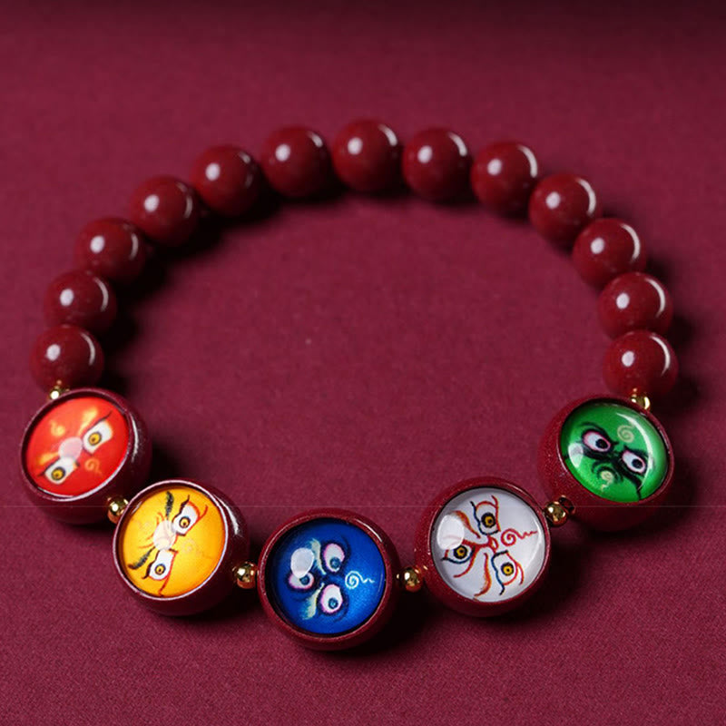 Buddha Stones Natürliches Zinnoberarmband – Segen der Götter des Reichtums und der fünf Himmelsrichtungen - image 17