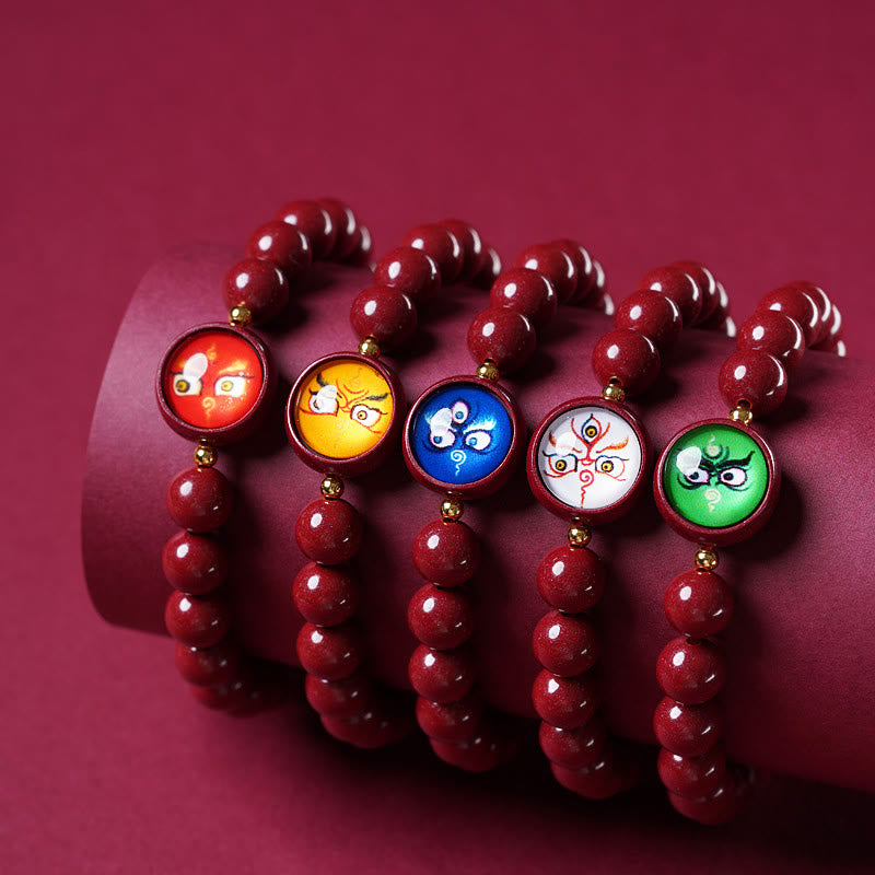 Buddha Stones Natürliches Zinnoberarmband – Segen der Götter des Reichtums und der fünf Himmelsrichtungen - image 0