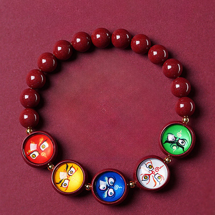 Buddha Stones Natürliches Zinnoberarmband – Segen der Götter des Reichtums und der fünf Himmelsrichtungen - image 16