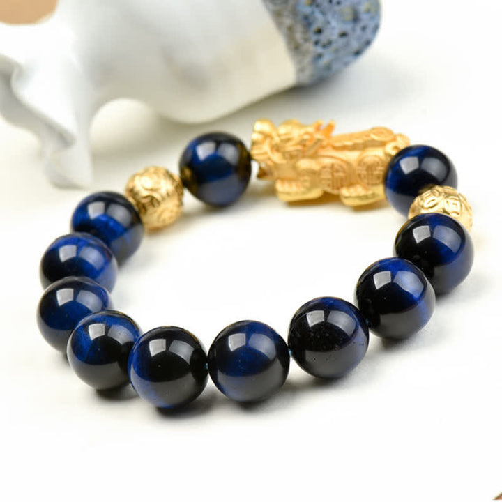 Buddha Stones Natürliches Tigeraugen-Pixiu-Fu-Charakter-Om-Mani-Padme-Hum-Perlen-Mut-Armband - image 21