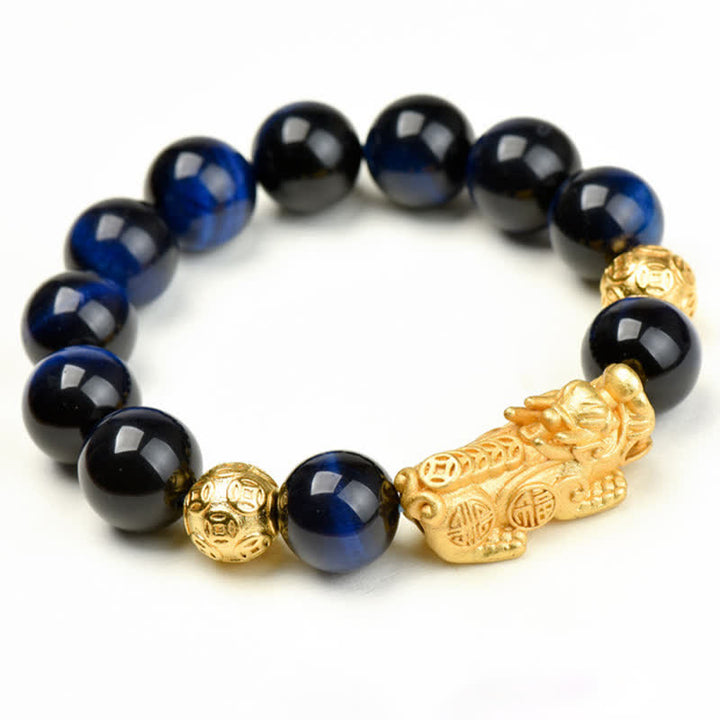 Buddha Stones Natürliches Tigeraugen-Pixiu-Fu-Charakter-Om-Mani-Padme-Hum-Perlen-Mut-Armband - image 20