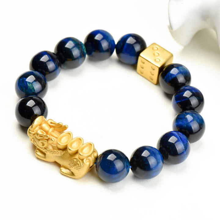 Buddha Stones Natürliches Tigeraugen-Pixiu-Fu-Charakter-Om-Mani-Padme-Hum-Perlen-Mut-Armband - image 25