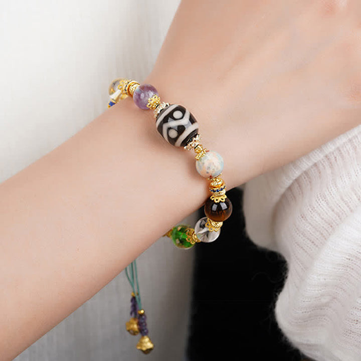 Buddha Stones Natürliches Dzi-Perlen-Armband aus Amethyst und Tigerauge - image 13