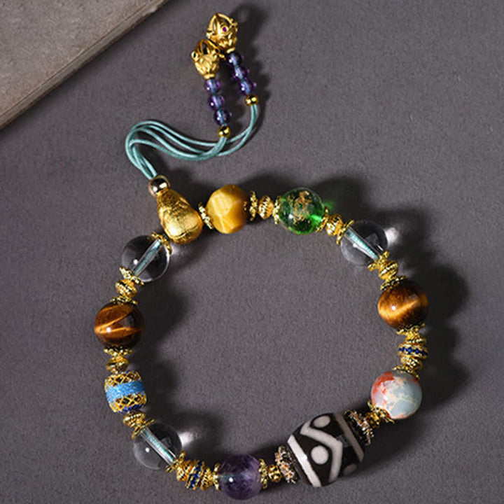 Buddha Stones Natürliches Dzi-Perlen-Armband aus Amethyst und Tigerauge - image 9