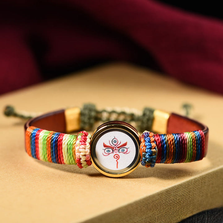 Buddha Stones Tibetisches Armband mit den fünf Himmelsrichtungen, den Göttern des Reichtums und dem Buddha-Augen-Segnungssymbol - Weißes Jambhala-Auge (Handgelenkumfang 15-24 cm) - image 16