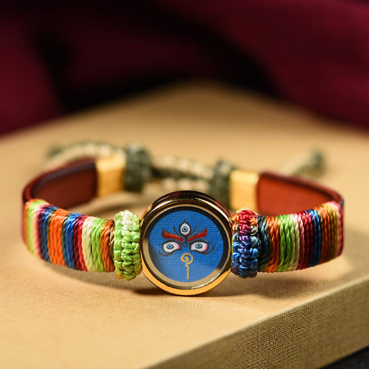 Buddha Stones Tibetisches Armband mit den fünf Himmelsrichtungen, den Göttern des Reichtums und dem Buddha-Augen-Segnungssymbol - Blaues Jambhala-Auge (Handgelenkumfang 15-24 cm) - image 13