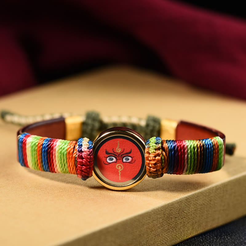 Buddha Stones Tibetisches Armband mit den fünf Himmelsrichtungen, den Göttern des Reichtums und dem Buddha-Augen-Segnungssymbol - Rotes Jambhala-Auge (Handgelenkumfang 15-24 cm) - image 7