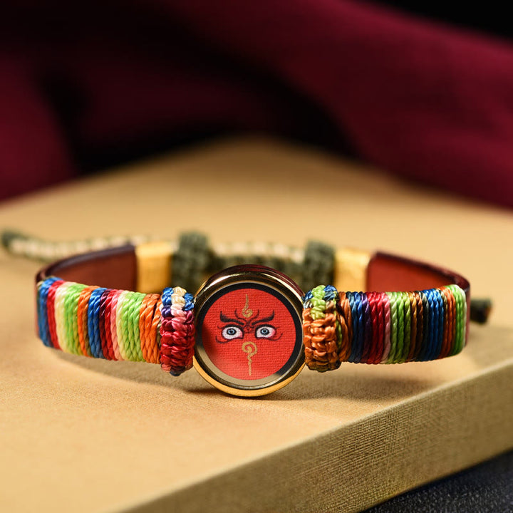 Buddha Stones Tibetisches Armband mit den fünf Himmelsrichtungen, den Göttern des Reichtums und dem Buddha-Augen-Segnungssymbol - Rotes Jambhala-Auge (Handgelenkumfang 15-24 cm) - image 7