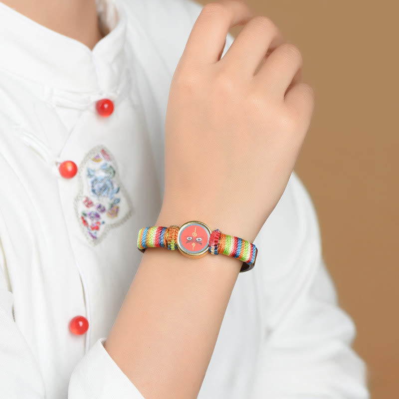 Buddha Stones Tibetisches Armband mit den fünf Himmelsrichtungen, den Göttern des Reichtums und dem Buddha-Augen-Segnungssymbol - image 11