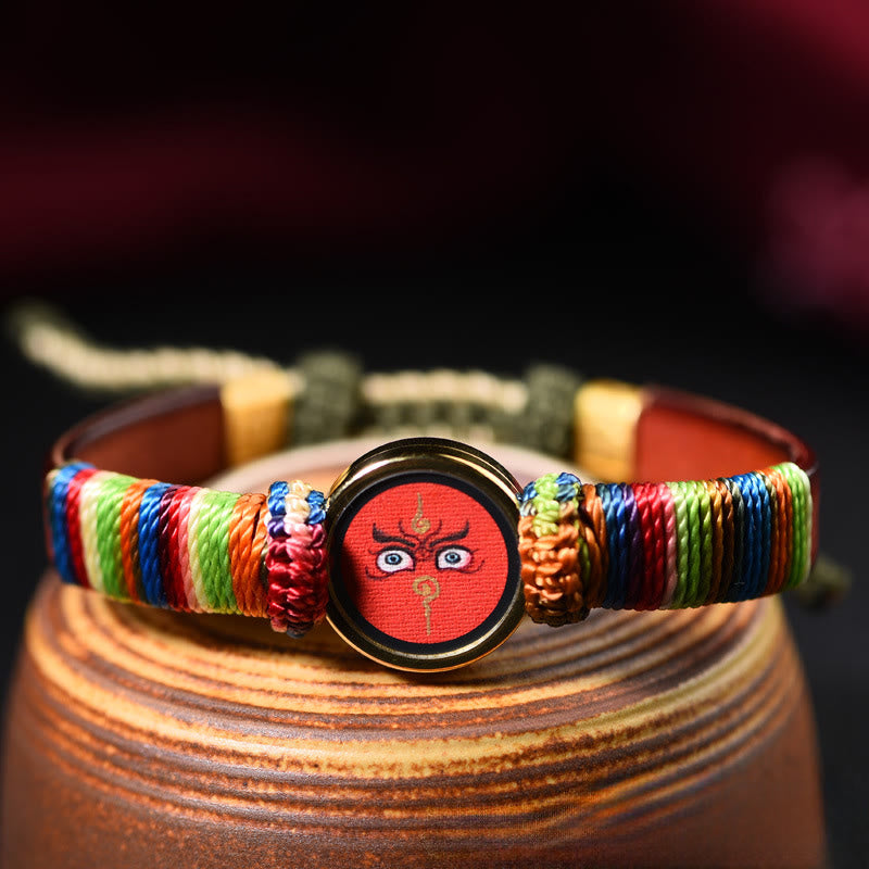 Buddha Stones Tibetisches Armband mit den fünf Himmelsrichtungen, den Göttern des Reichtums und dem Buddha-Augen-Segnungssymbol - image 8