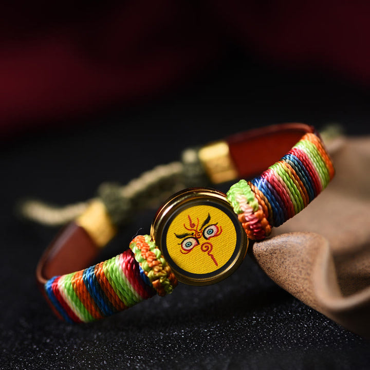 Buddha Stones Tibetisches Armband mit den fünf Himmelsrichtungen, den Göttern des Reichtums und dem Buddha-Augen-Segnungssymbol - image 2