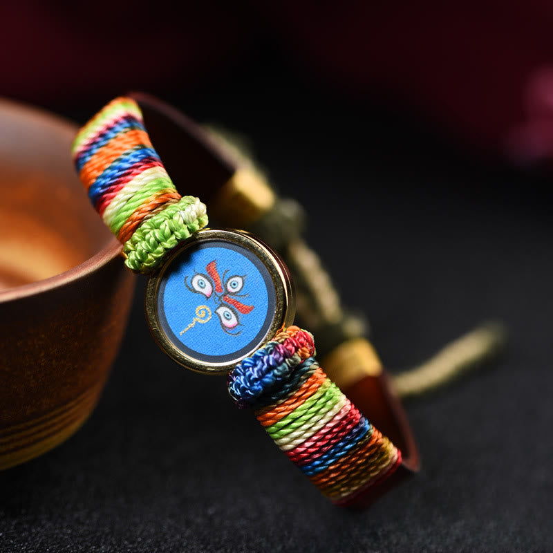 Buddha Stones Tibetisches Armband mit den fünf Himmelsrichtungen, den Göttern des Reichtums und dem Buddha-Augen-Segnungssymbol - image 14