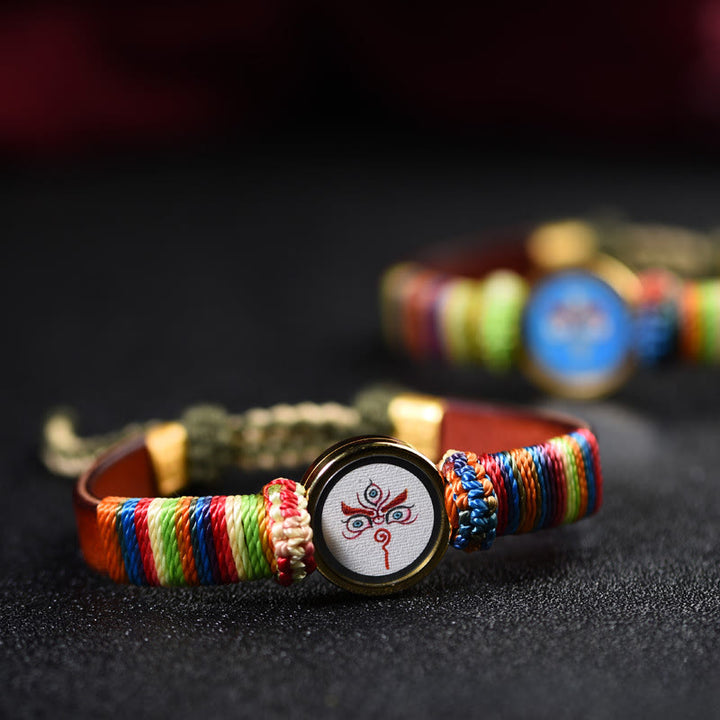 Buddha Stones Tibetisches Armband mit den fünf Himmelsrichtungen, den Göttern des Reichtums und dem Buddha-Augen-Segnungssymbol - image 18