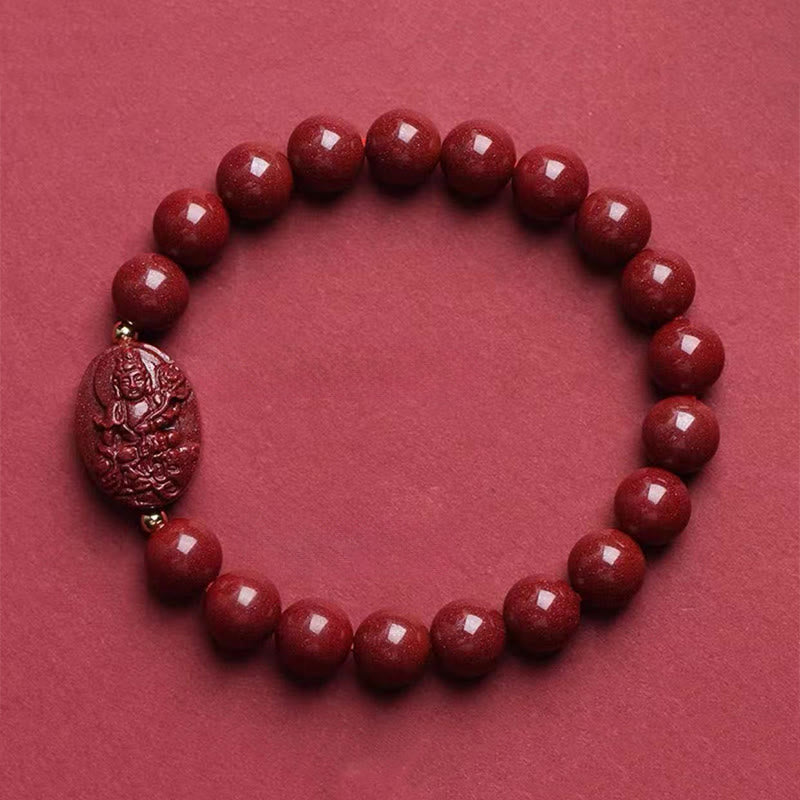 Buddha Stones Chinesisches Tierkreiszeichen-Geburtsbuddha-Zinnober-Segensarmband - Drache/Schlange – Samantabhadra Bodhisattva (Handgelenkumfang: 15–16 cm) - image 12