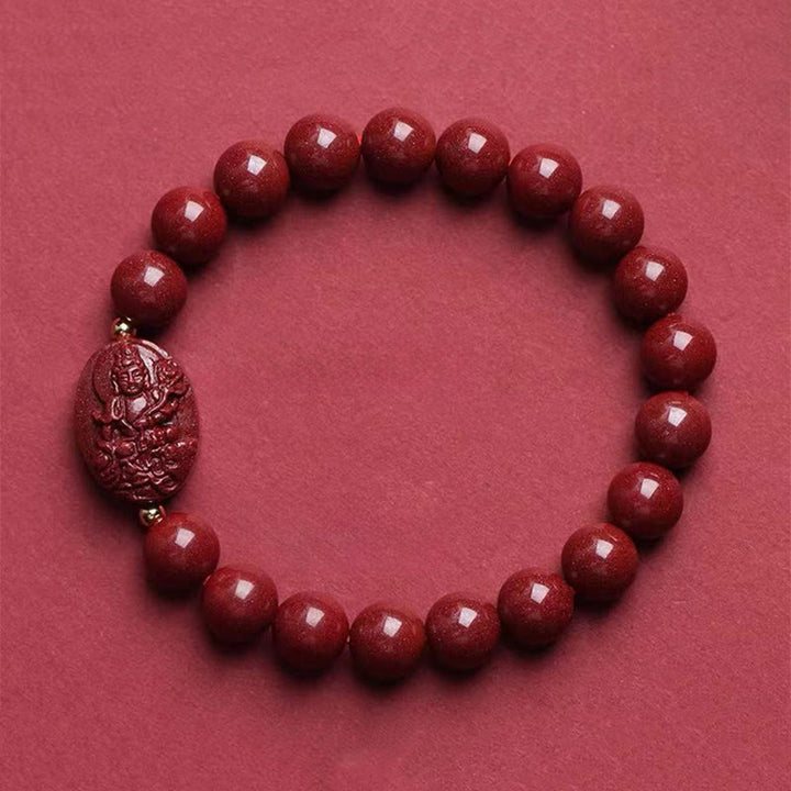 Buddha Stones Chinesisches Tierkreiszeichen-Geburtsbuddha-Zinnober-Segensarmband - Drache/Schlange – Samantabhadra Bodhisattva (Handgelenkumfang: 15–16 cm) - image 12