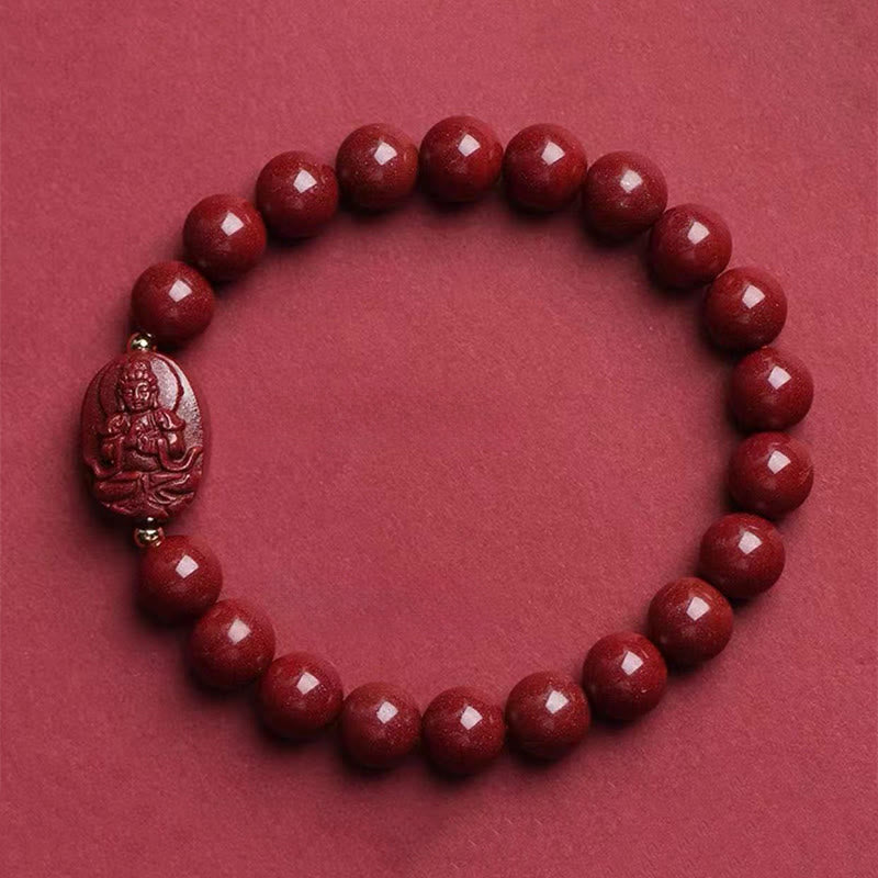 Buddha Stones Chinesisches Tierkreiszeichen-Geburtsbuddha-Zinnober-Segensarmband - Ziege/Affe-Tathagata (Handgelenkumfang: 15-16 cm) - image 13