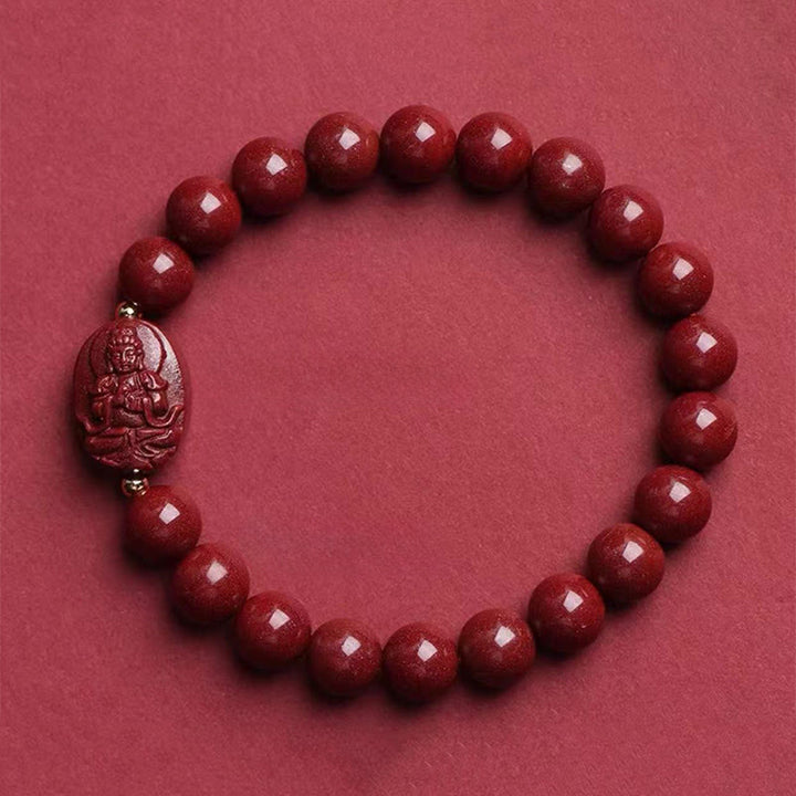 Buddha Stones Chinesisches Tierkreiszeichen-Geburtsbuddha-Zinnober-Segensarmband - Ziege/Affe-Tathagata (Handgelenkumfang: 15-16 cm) - image 13