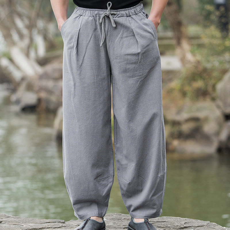 Buddha Stones Schlichte, lässige Herren-Bloomer-Hose mit Taschen - Grau - US/ UK/AU44, EU54 (5XL) - image 10
