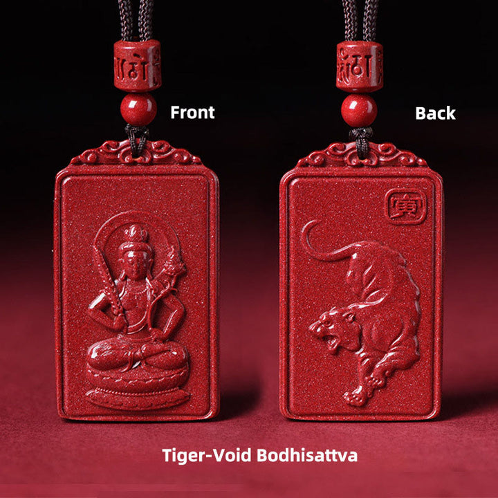 Buddha Stones Chinesischer Tierkreiszeichen-Buddha-Segnungs-Halskettenanhänger aus Zinnober - Tiger-Leere Bodhisattva - 19*34 mm - image 8
