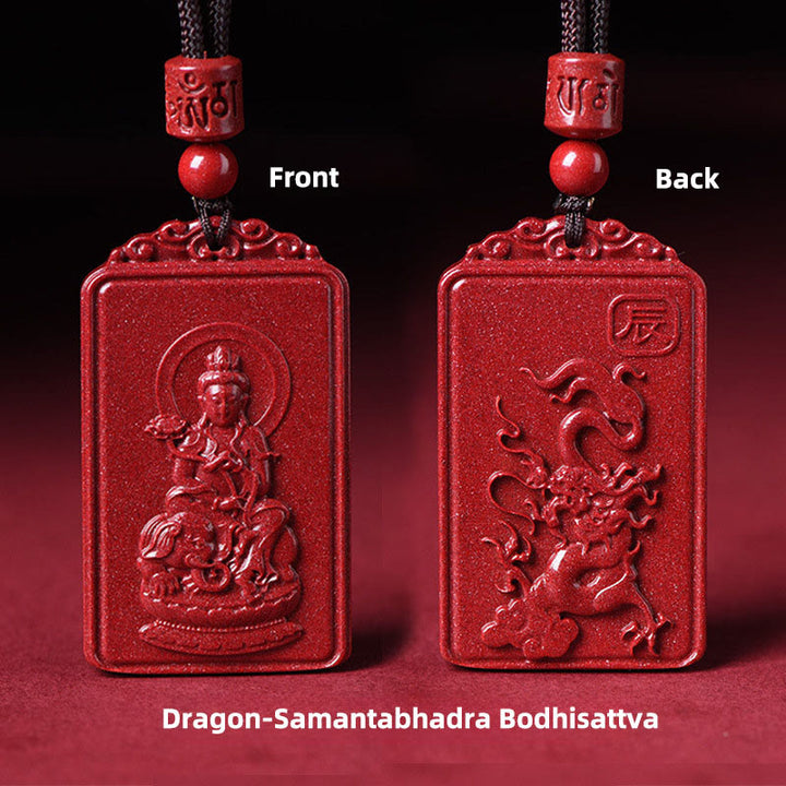 Buddha Stones Chinesischer Tierkreiszeichen-Buddha-Segnungs-Halskettenanhänger aus Zinnober - Dragon-Samantabhadra Bodhisattva - 19*34 mm - image 17