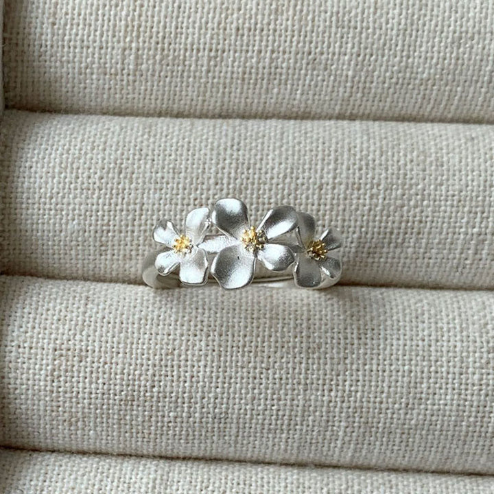 Buddha Stones Verstellbarer Schutzring aus 925er Sterlingsilber mit Gardenienmotiv - 925 Sterlingsilber (verstellbar) - image 0