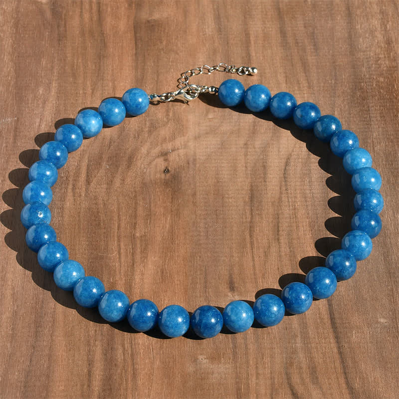 Buddha Stones Heilende Halskette mit 12 mm großen natürlichen Aquamarin-Turmalin-Perlen - Natürlicher Apatit (Farbe kann variieren) - image 15