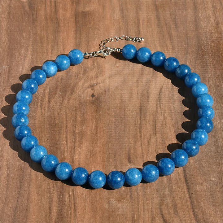 Buddha Stones Heilende Halskette mit 12 mm großen natürlichen Aquamarin-Turmalin-Perlen - Natürlicher Apatit (Farbe kann variieren) - image 15