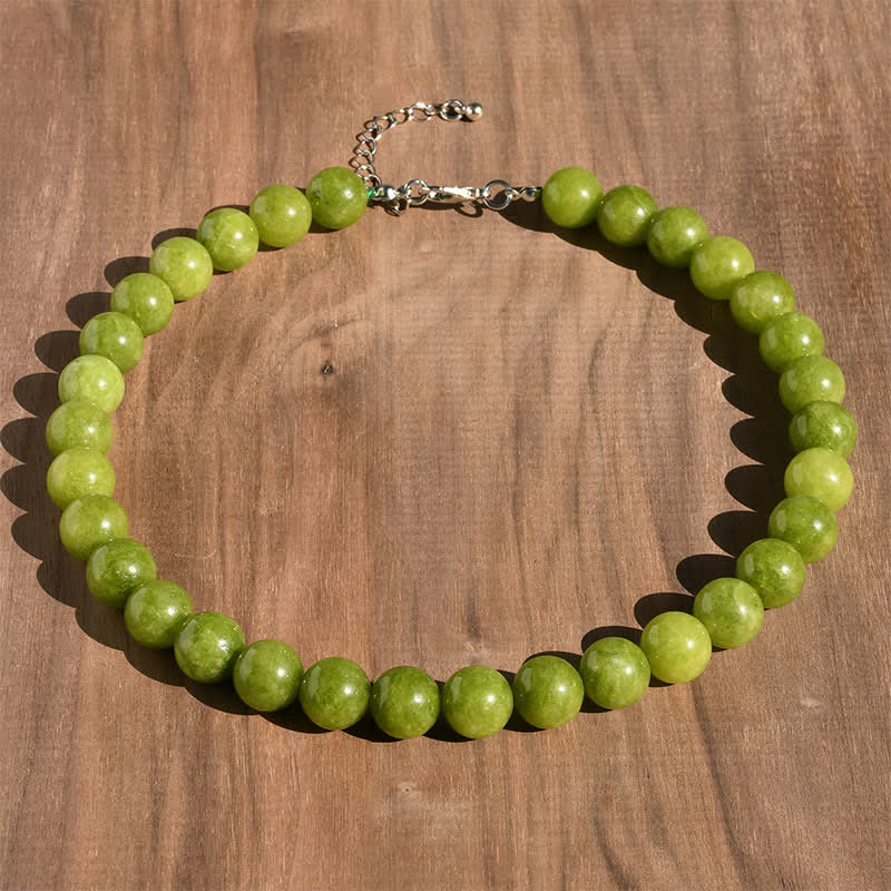Buddha Stones Heilende Halskette mit 12 mm großen natürlichen Aquamarin-Turmalin-Perlen - Natürlicher Peridot (Farbe kann variieren) - image 11