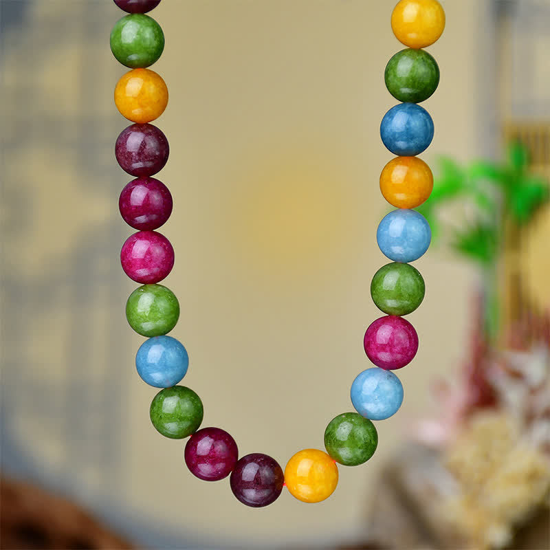 Buddha Stones Heilende Halskette mit 12 mm großen natürlichen Aquamarin-Turmalin-Perlen - image 4