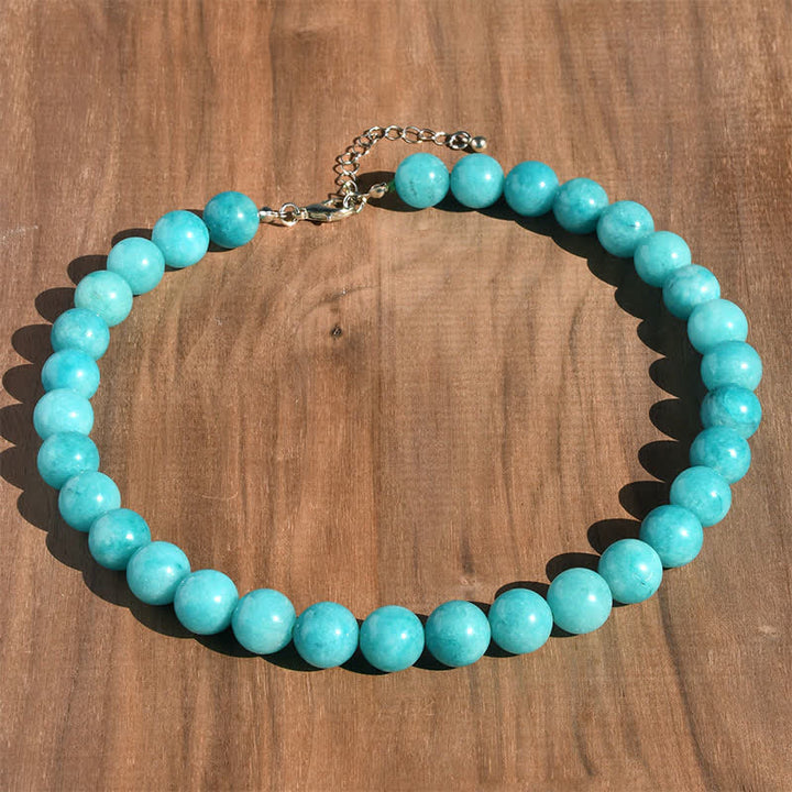 Buddha Stones Heilende Halskette mit 12 mm großen natürlichen Aquamarin-Turmalin-Perlen - Natürlicher Aquamarin (Farbe kann variieren) - image 0