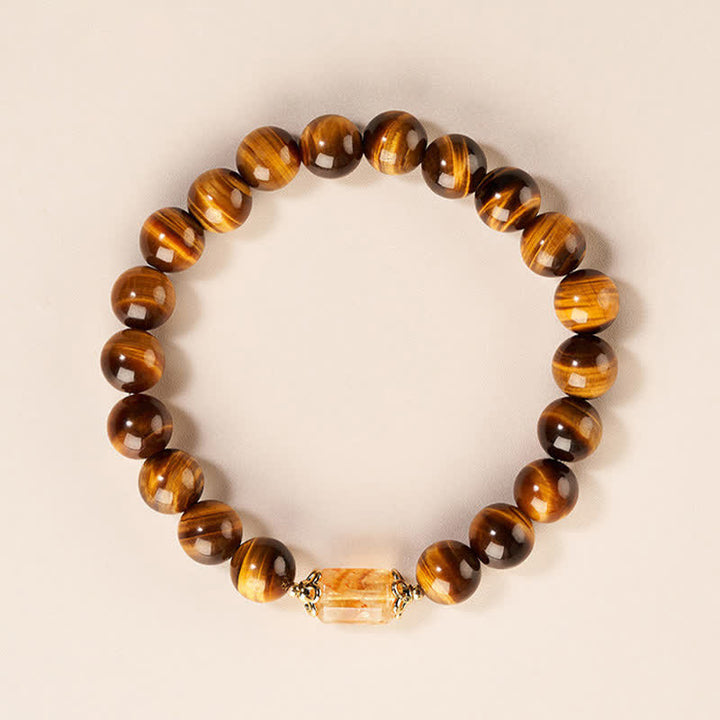 Buddha Stones Stärke-Armband mit Tigerauge-Citrinperlen - Tigerauge (Handgelenkumfang: 15–16 cm) - image 0