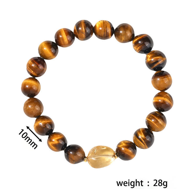 Buddha Stones 10 mm natürliches Tigeraugen-Citrin-Armband mit Mut-Symbol - image 4