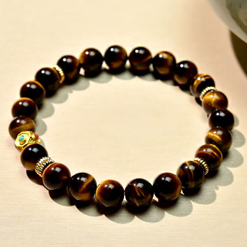 Buddha Stones Tibetisches Armband aus natürlichen Tigeraugenperlen - image 4
