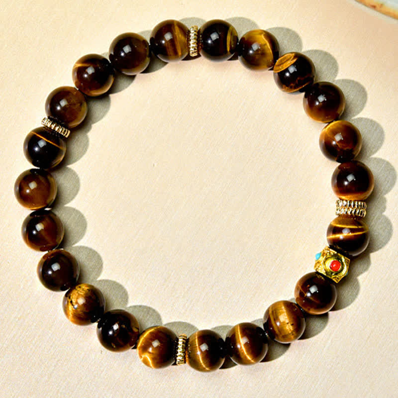 Buddha Stones Tibetisches Armband aus natürlichen Tigeraugenperlen - image 1