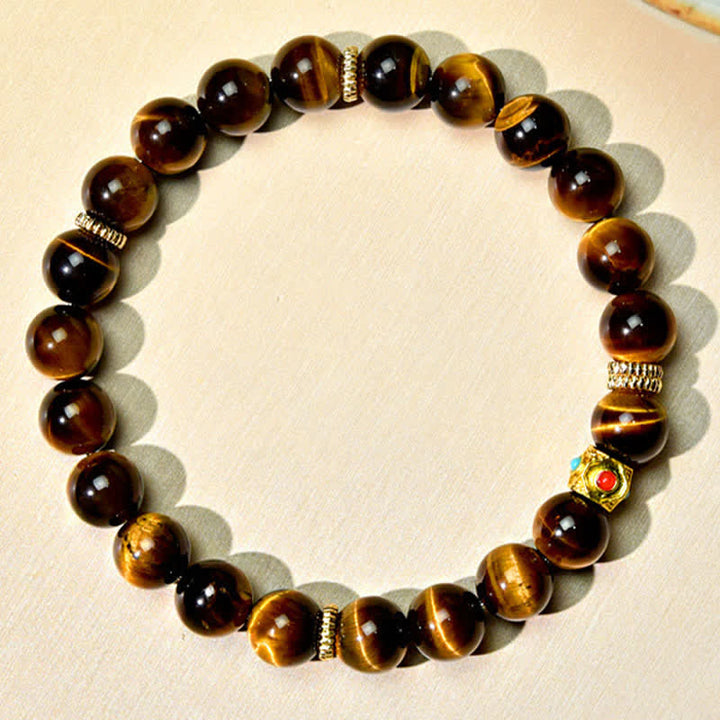 Buddha Stones Tibetisches Armband aus natürlichen Tigeraugenperlen - image 1