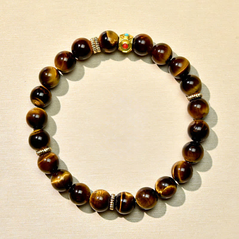 Buddha Stones Tibetisches Armband aus natürlichen Tigeraugenperlen - image 3
