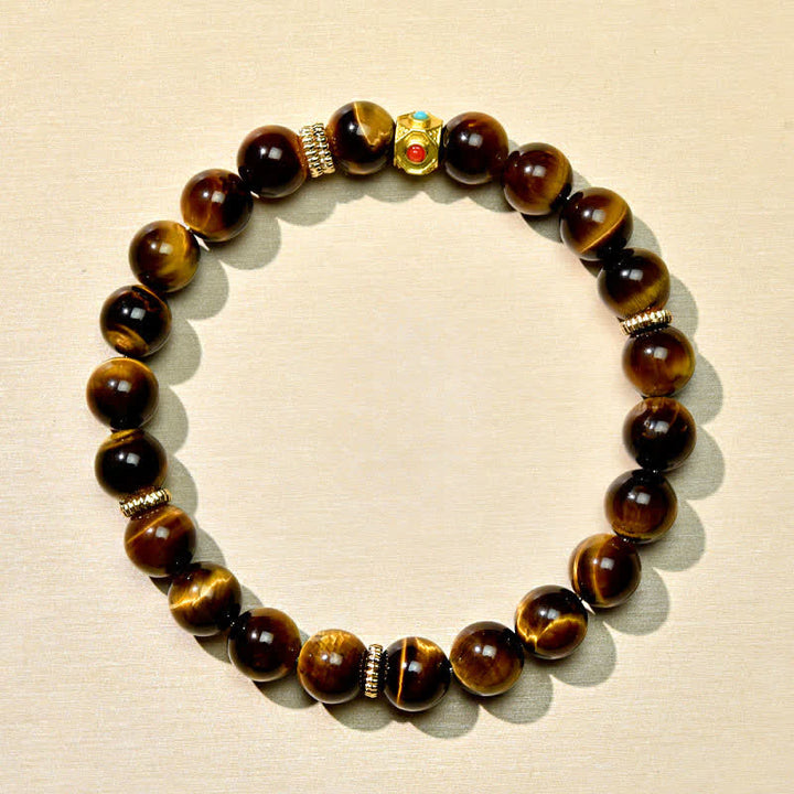 Buddha Stones Tibetisches Armband aus natürlichen Tigeraugenperlen - image 3