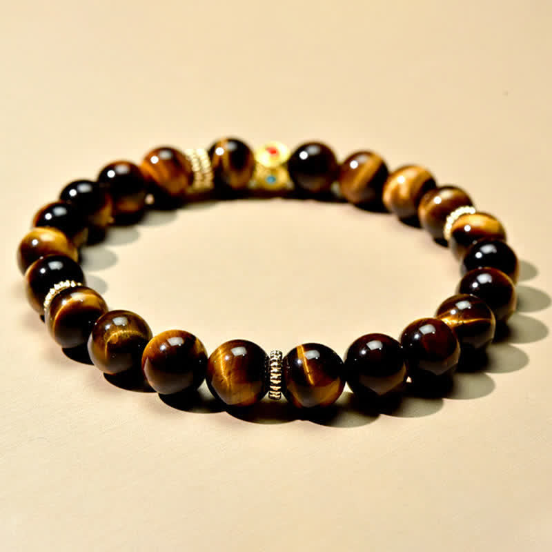 Buddha Stones Tibetisches Armband aus natürlichen Tigeraugenperlen - image 2
