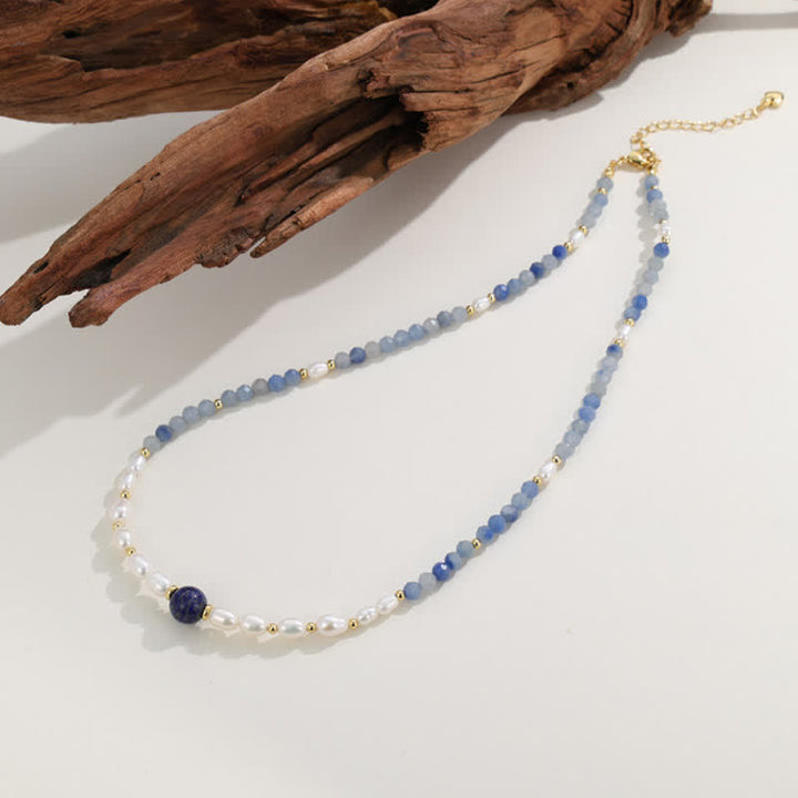 Buddha Stones Halskette aus natürlichen blauen Aventurin-Lapislazuli-Perlen - image 3