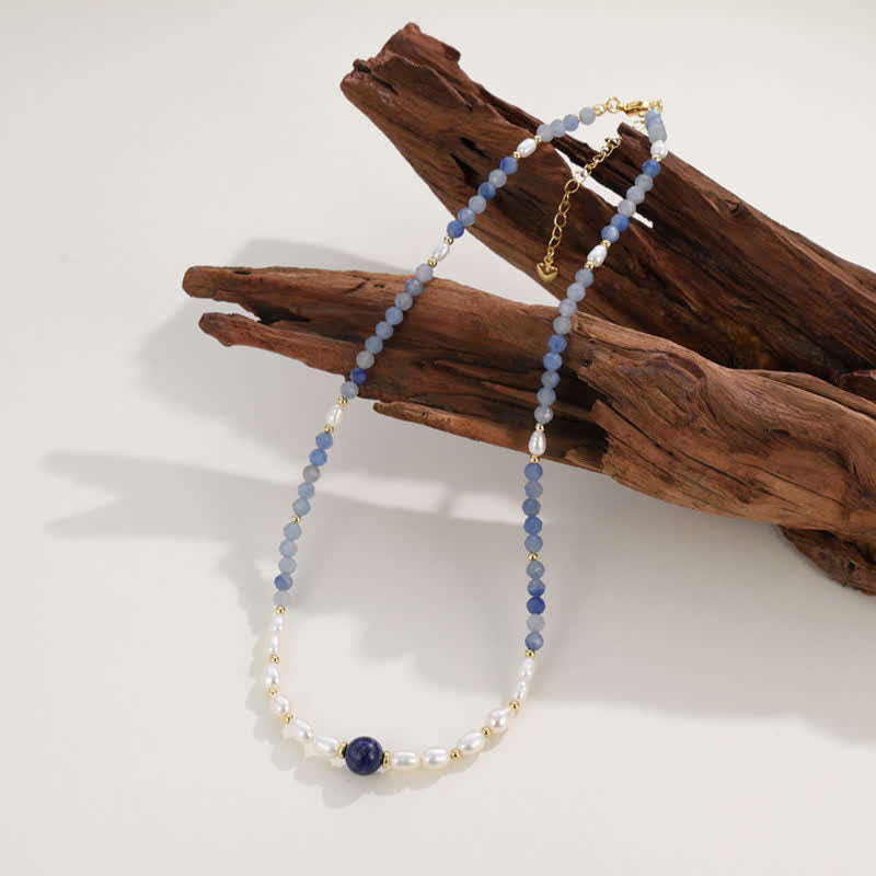 Buddha Stones Halskette aus natürlichen blauen Aventurin-Lapislazuli-Perlen - image 10